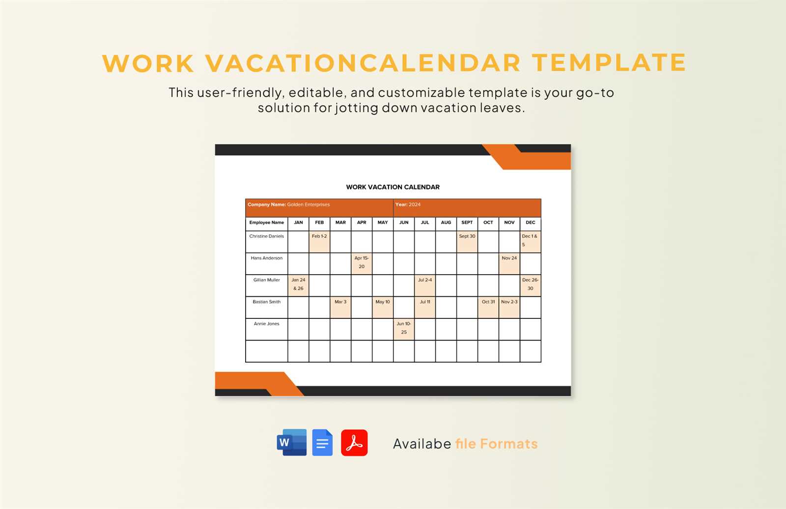 vacation rental calendar template