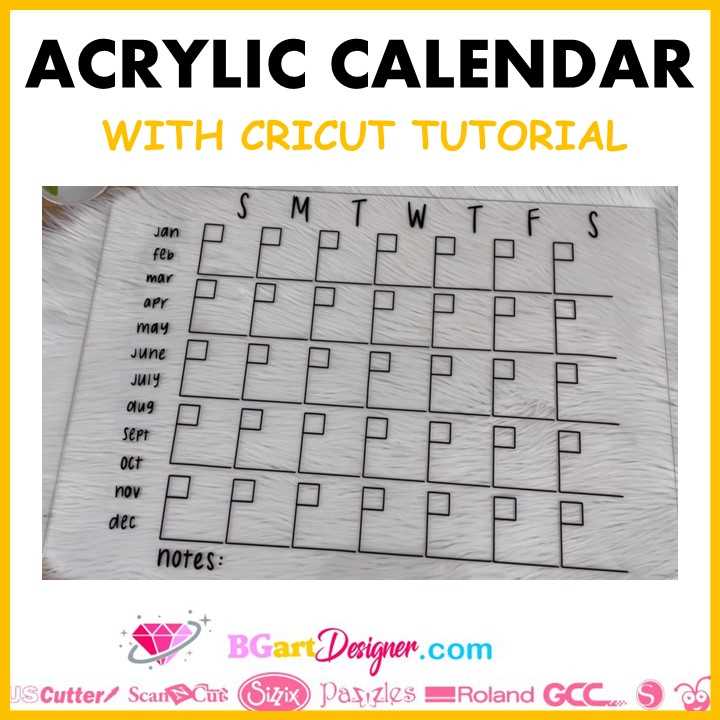 cricut template calendar svg free