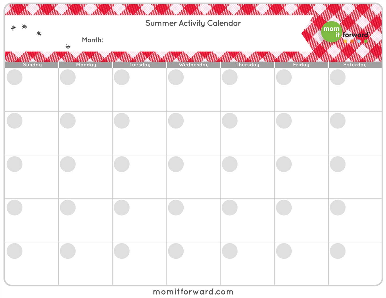 calendar activity template