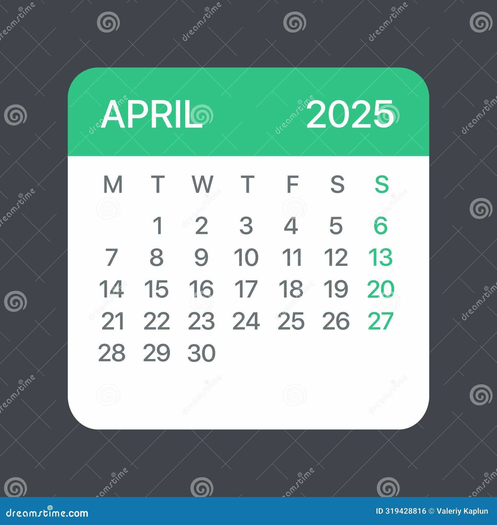 calendar april 2025 template