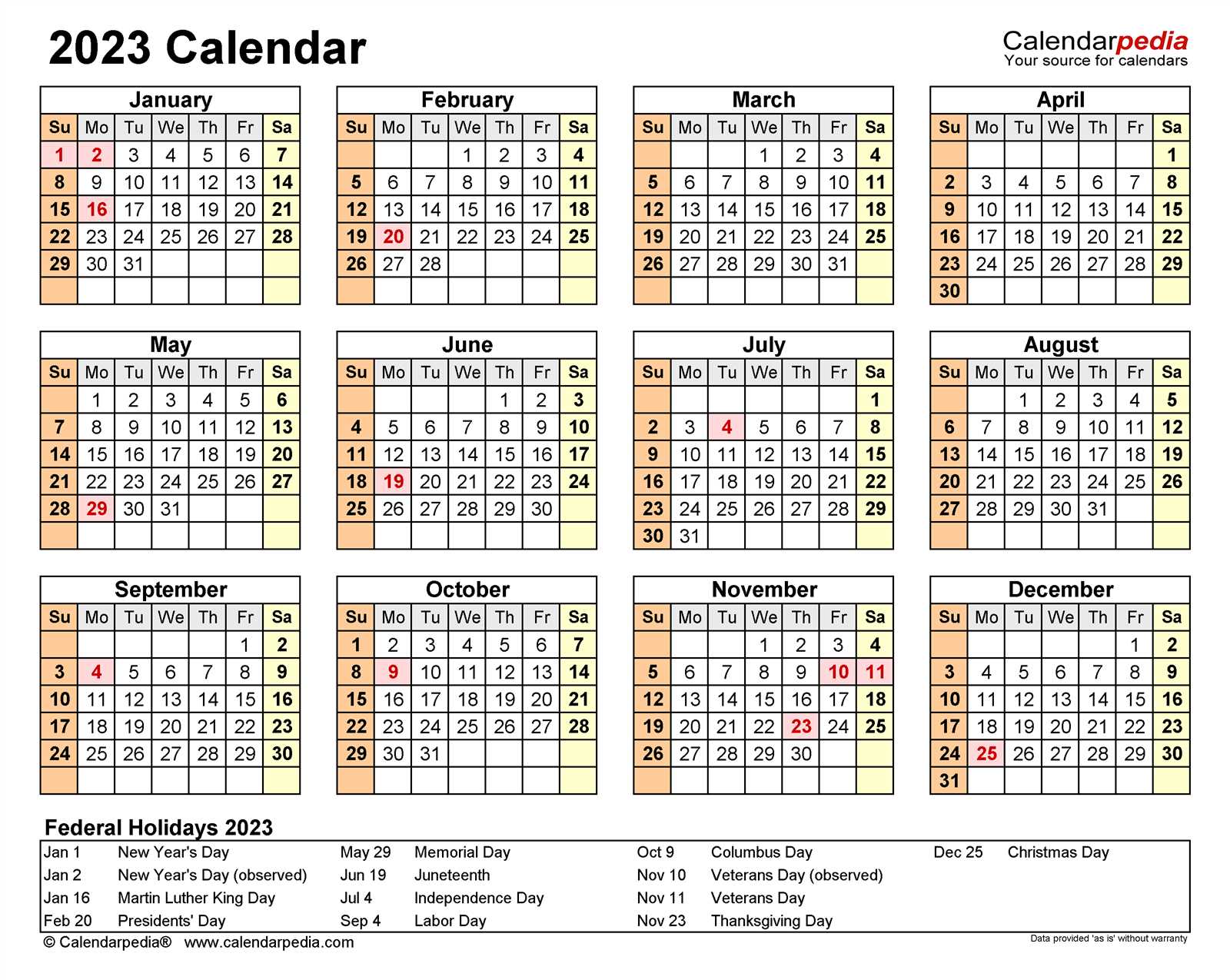 calendar at a glance template