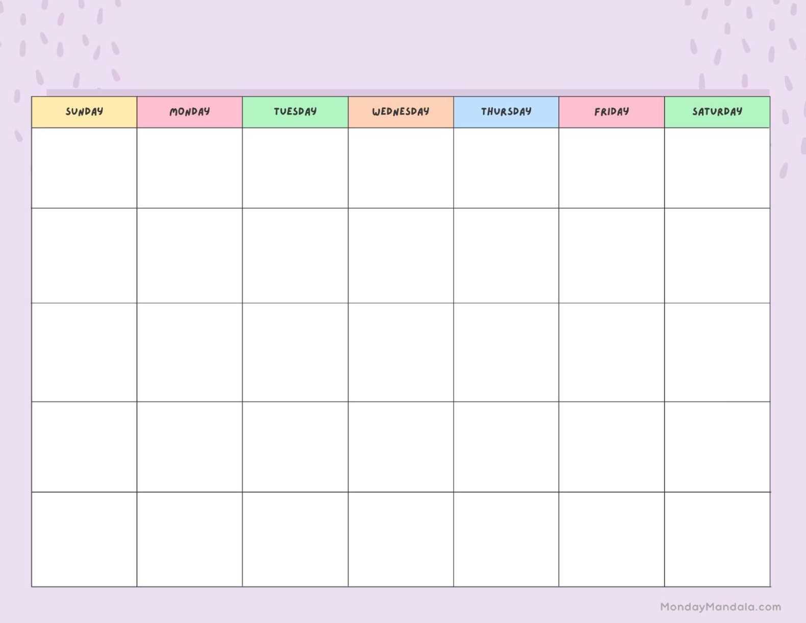 calendar blank templates