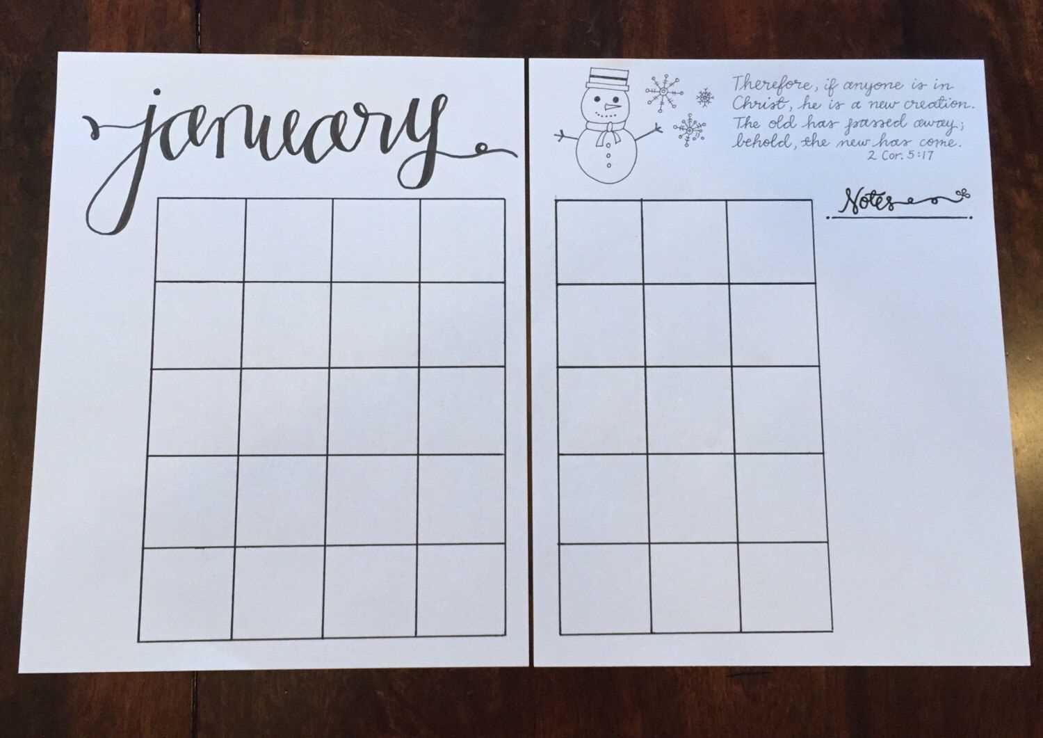 calendar bullet journal template