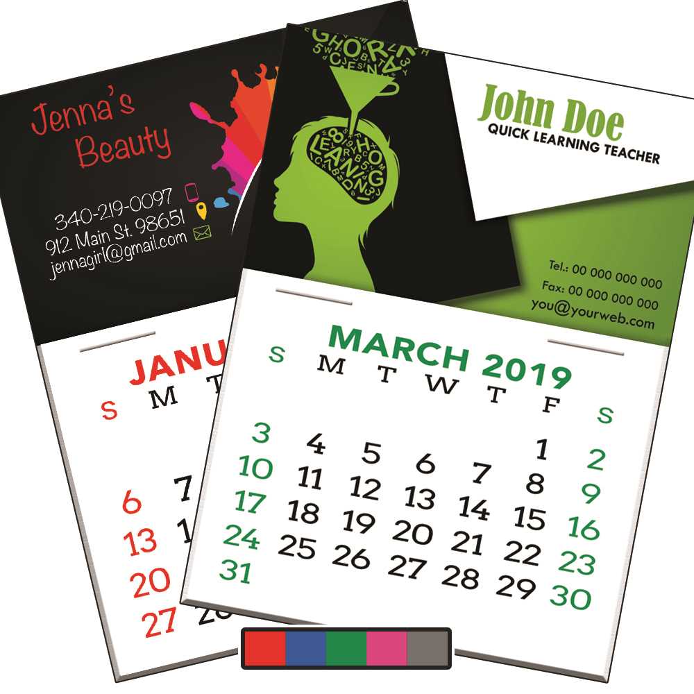 calendar business card template