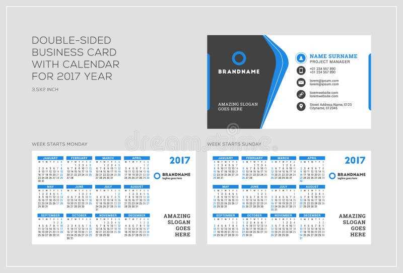 calendar business card template