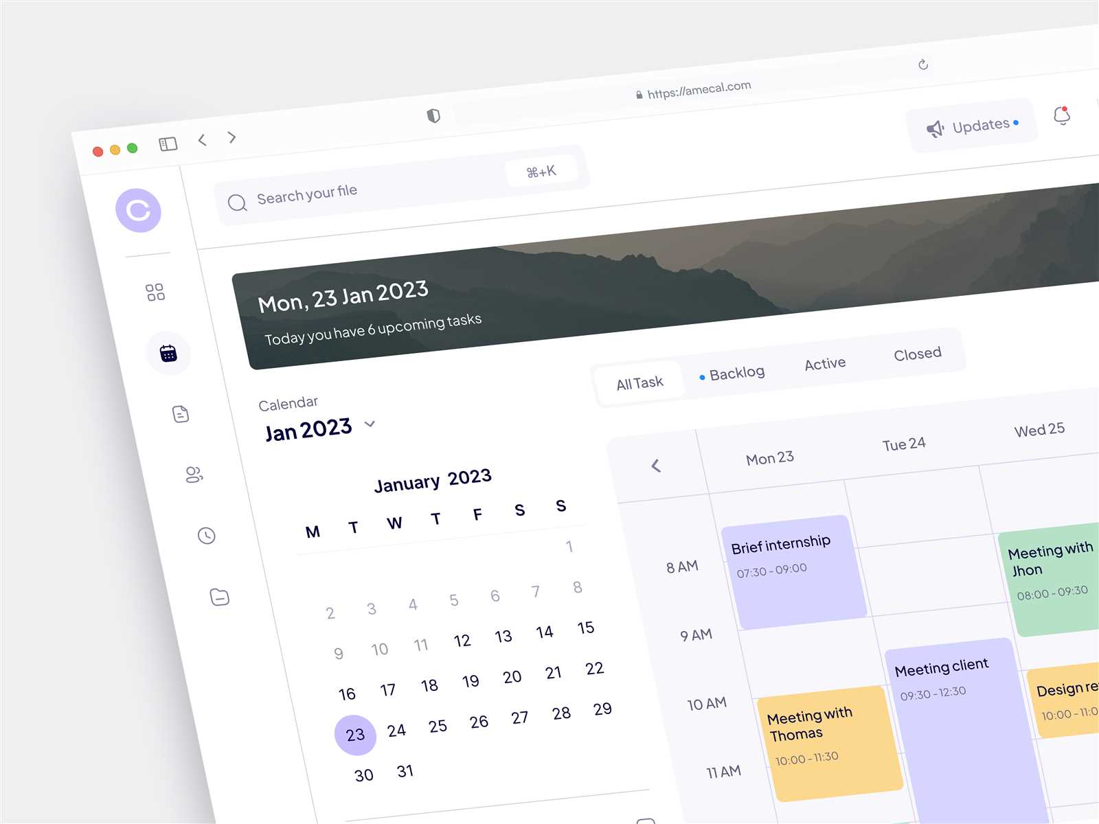 calendar dashboard template