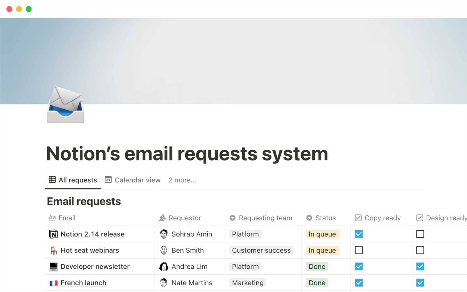 calendar email template