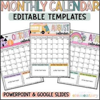 calendar for classroom template