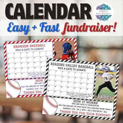 calendar fundraiser template baseball