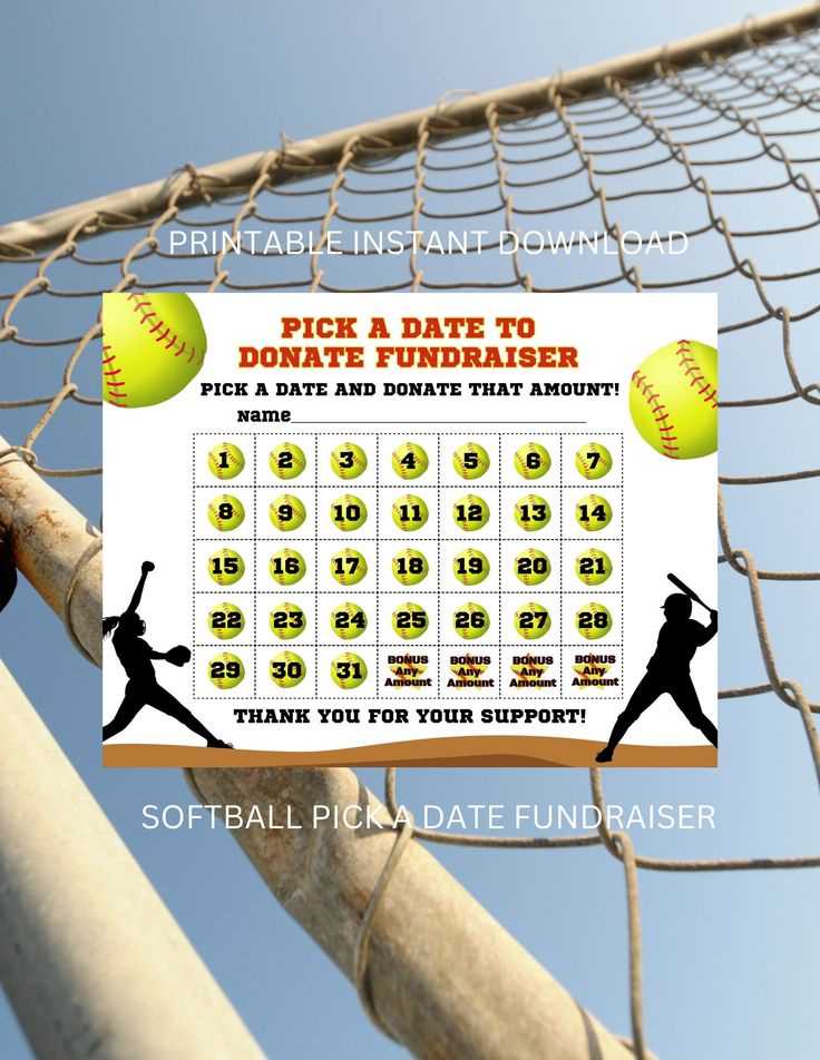 calendar fundraiser template softball