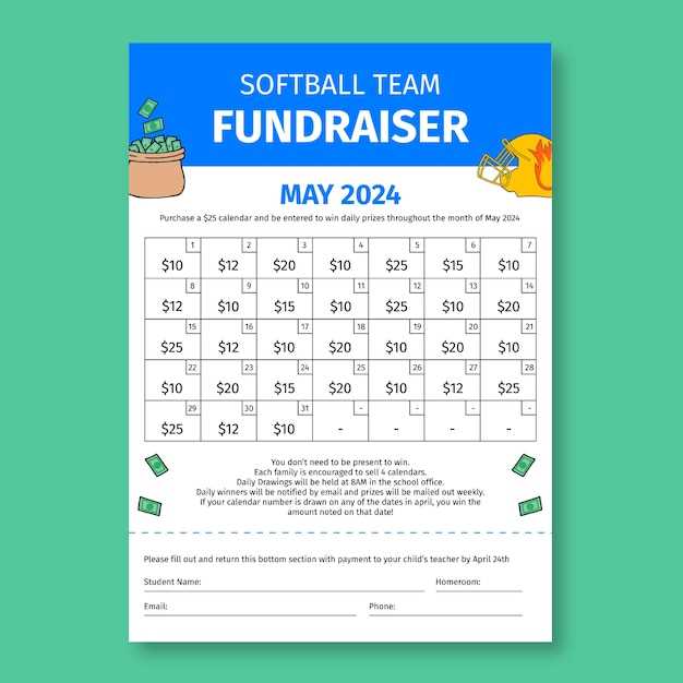 calendar fundraiser template softball