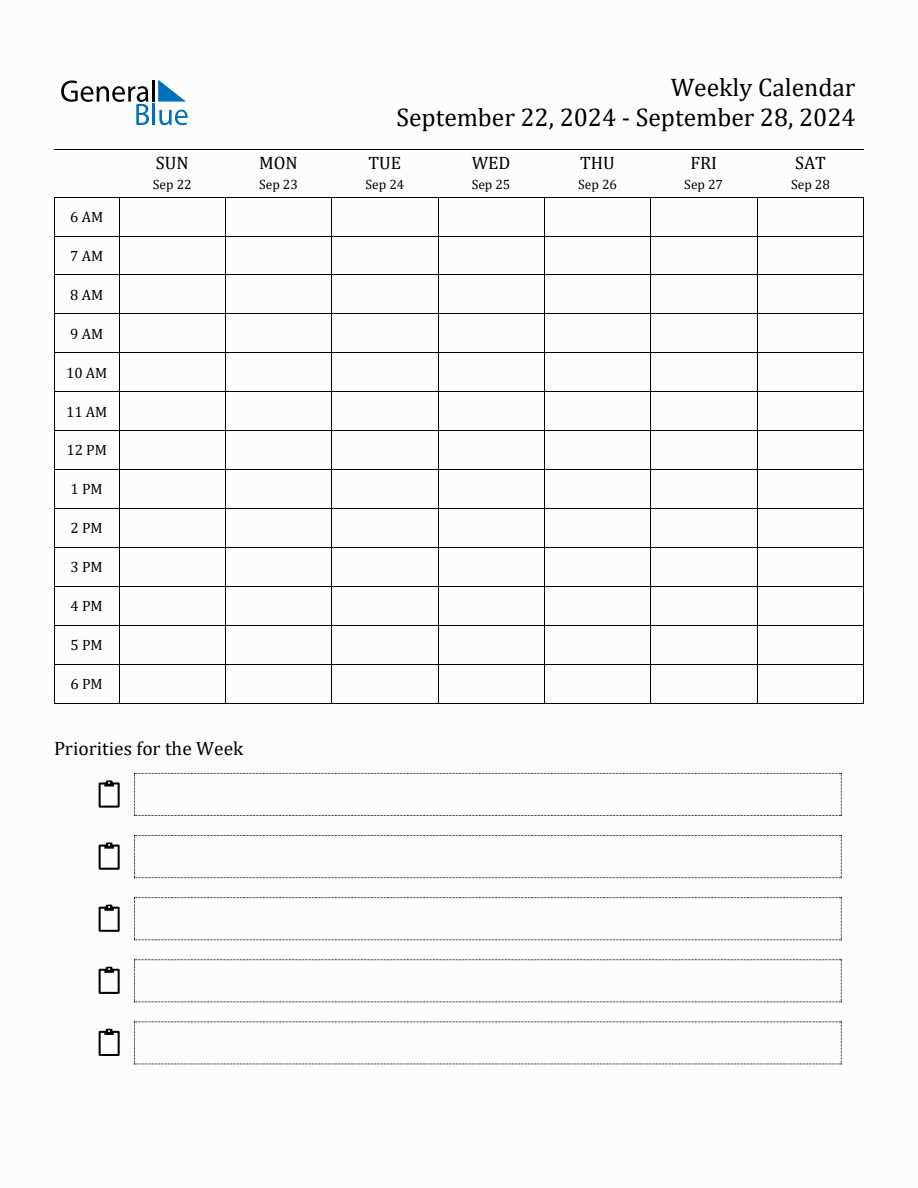 calendar hourly template