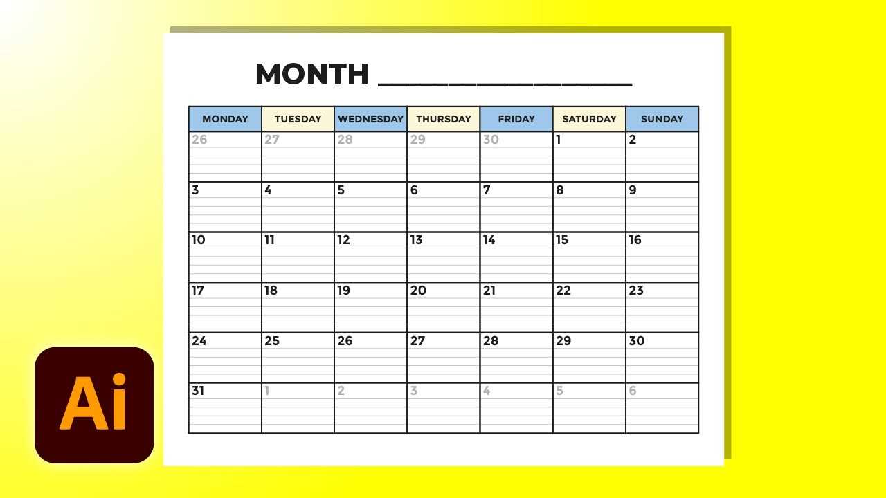 calendar illustrator template