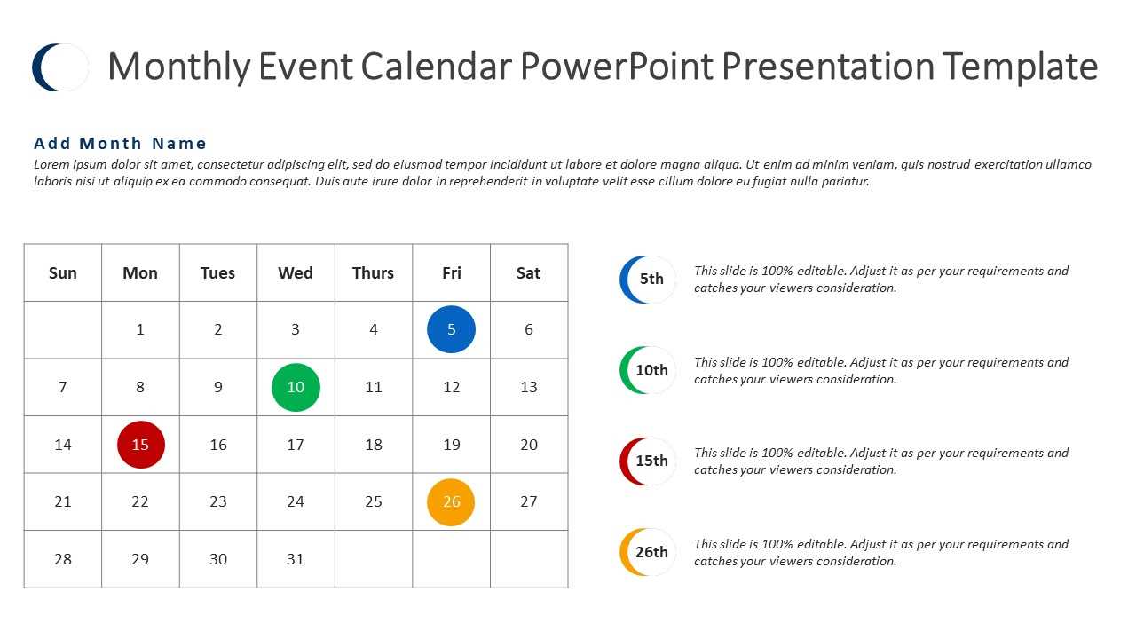 calendar in ppt template