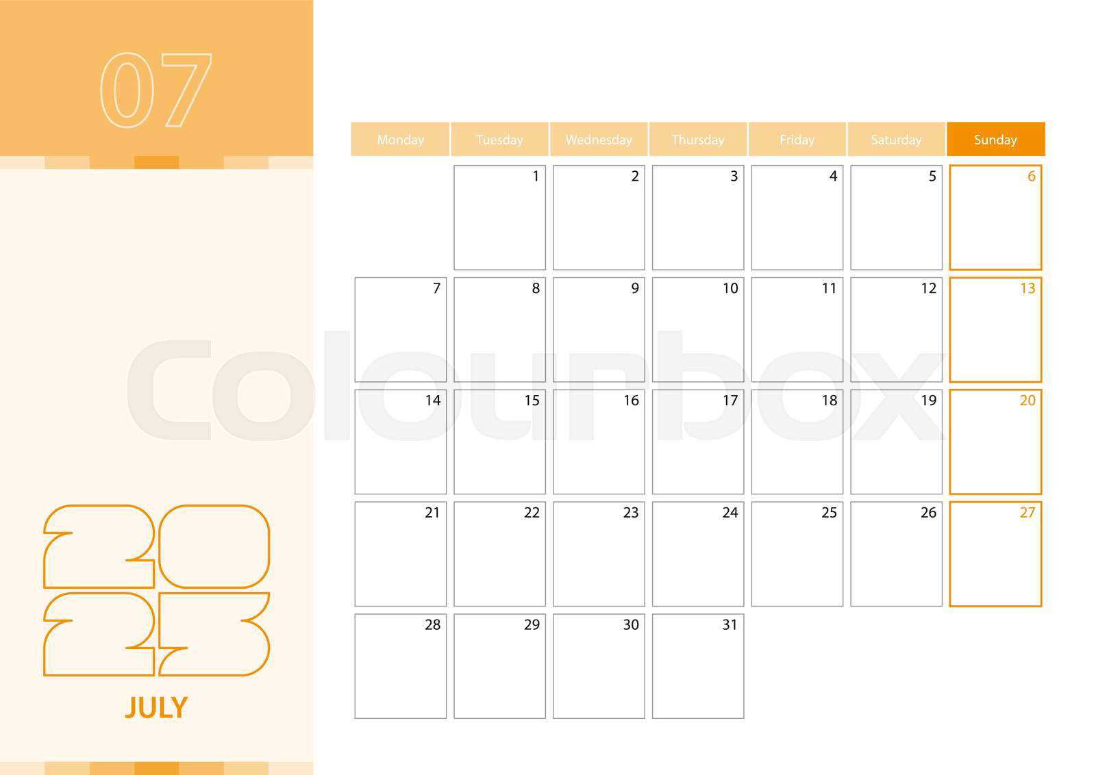 calendar july 2025 template