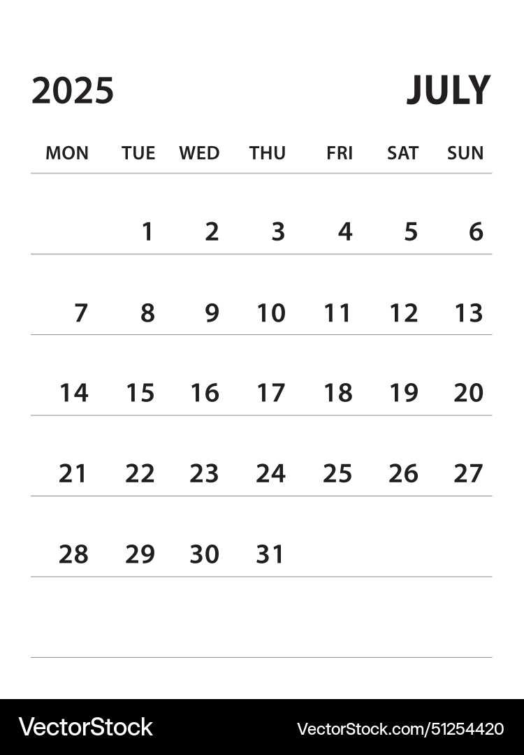 calendar july 2025 template