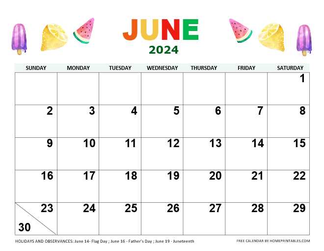 calendar june template