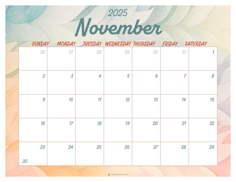 calendar november 2026 template calendar november 2026 template