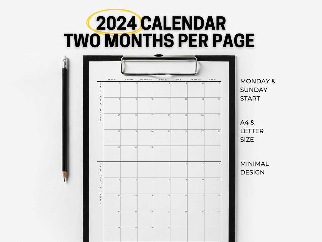 calendar template 2 months per page