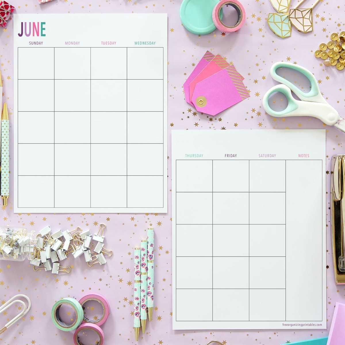 calendar template 2 months per page