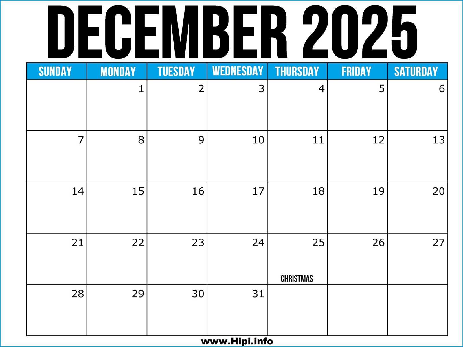 calendar template 2025 december