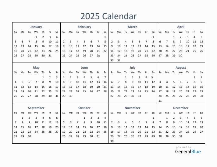 calendar template 2025 editable