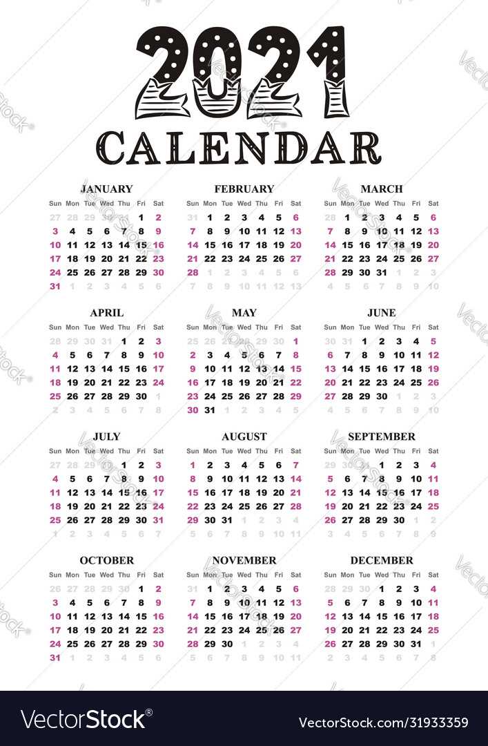 calendar template a4