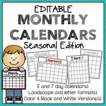 calendar template editable