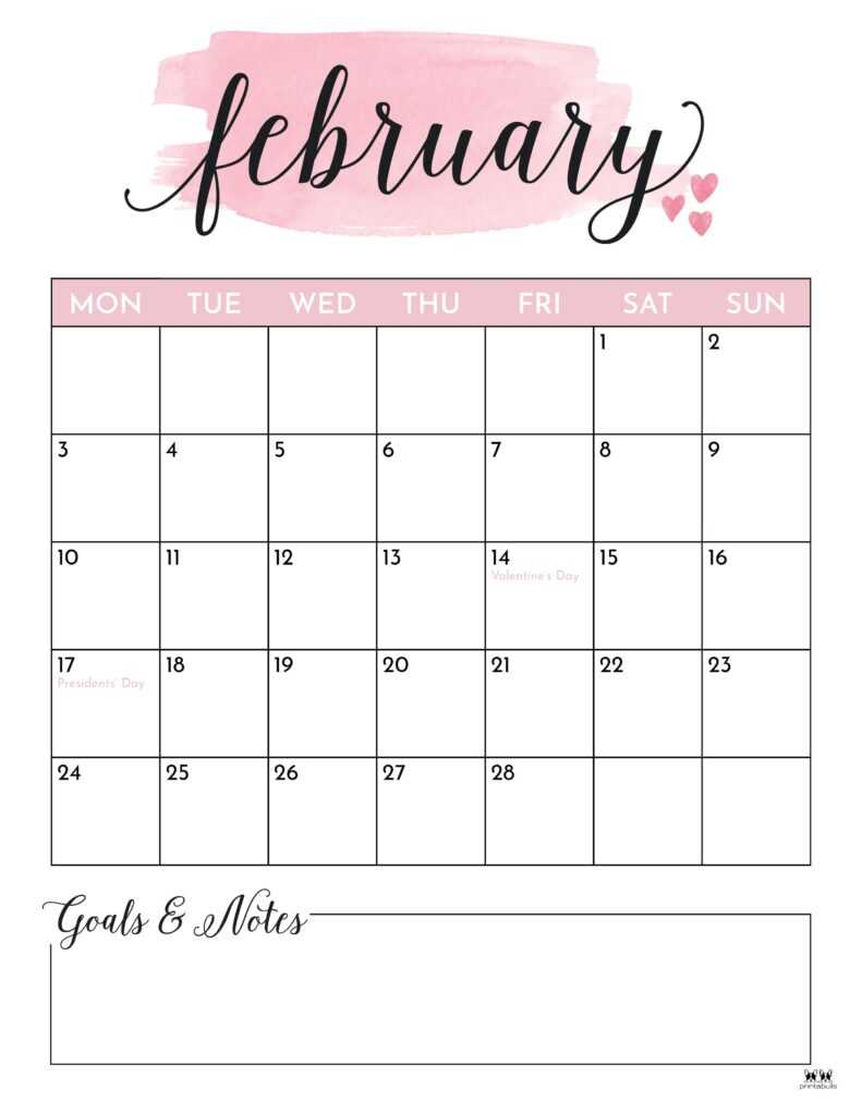 calendar template february 2026
