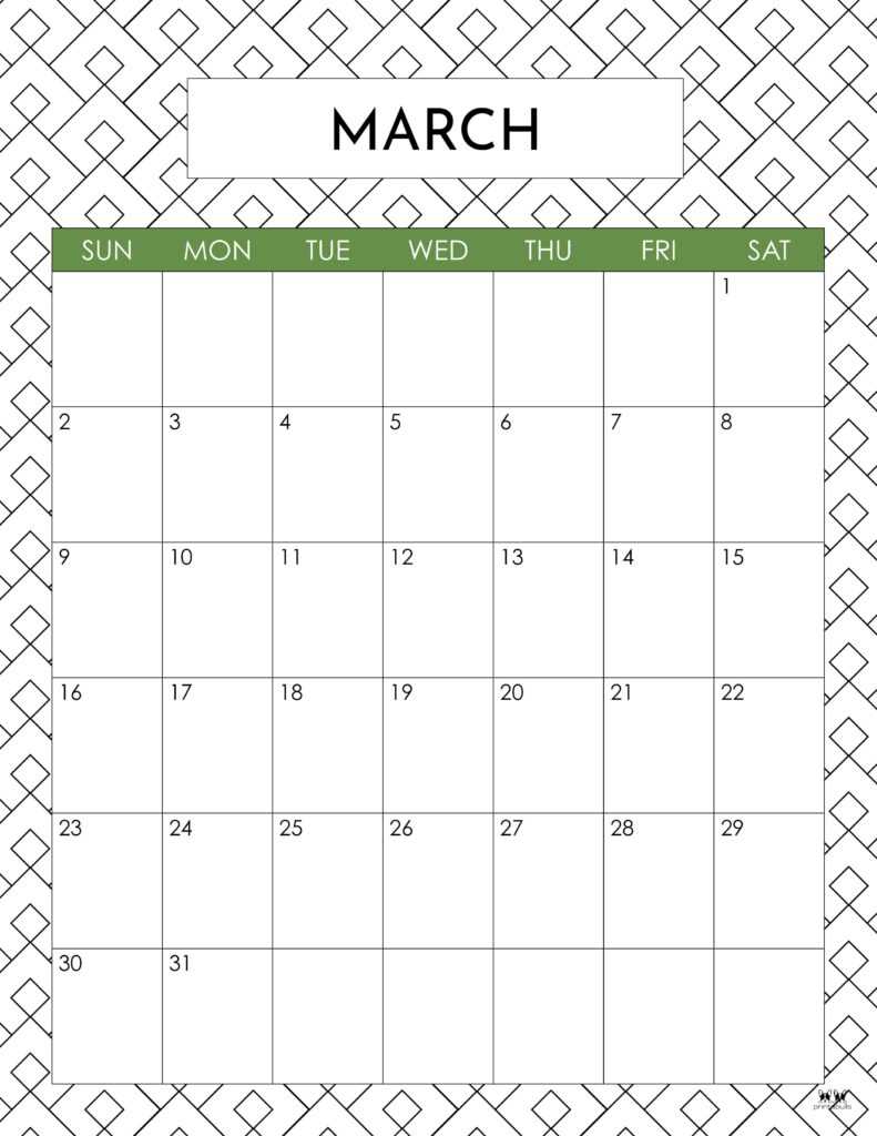 calendar template for march 2025