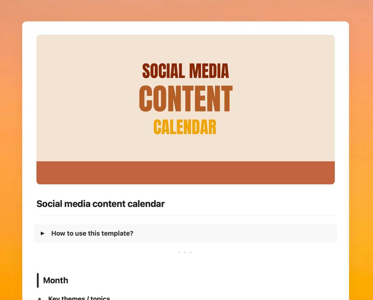 calendar template for social media