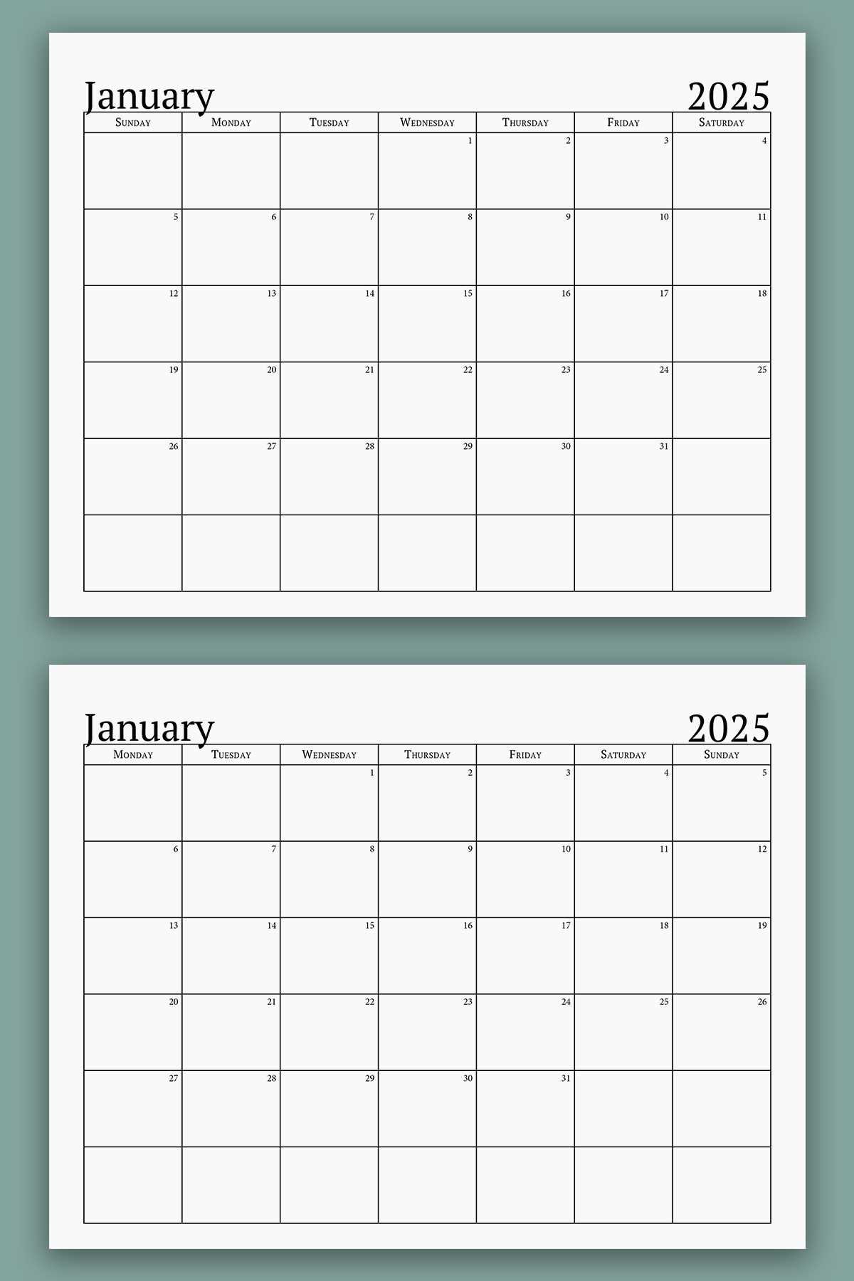 calendar template month