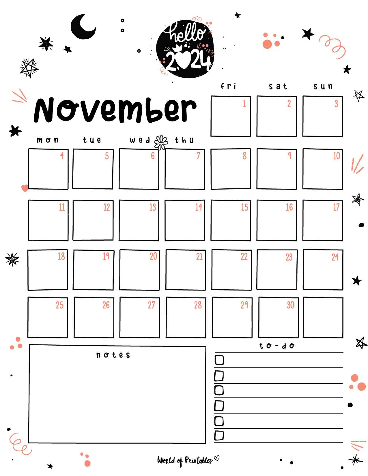 calendar template november