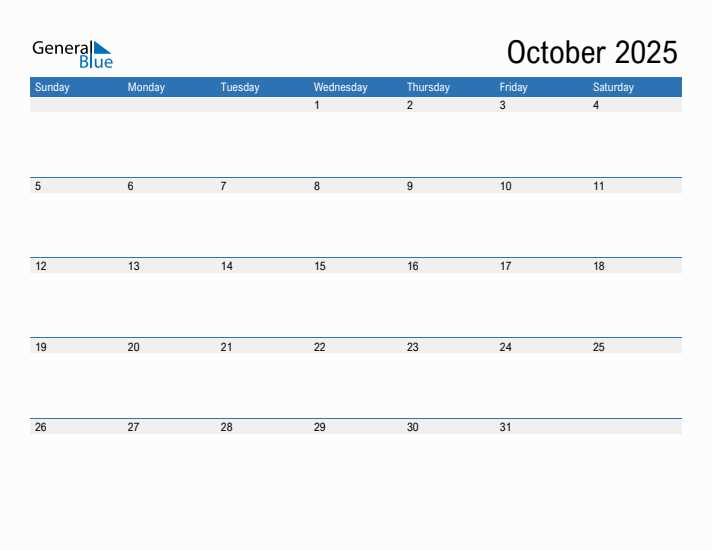 calendar template october 2025 editable