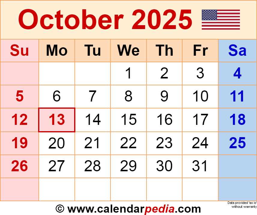 calendar template october 2025 editable