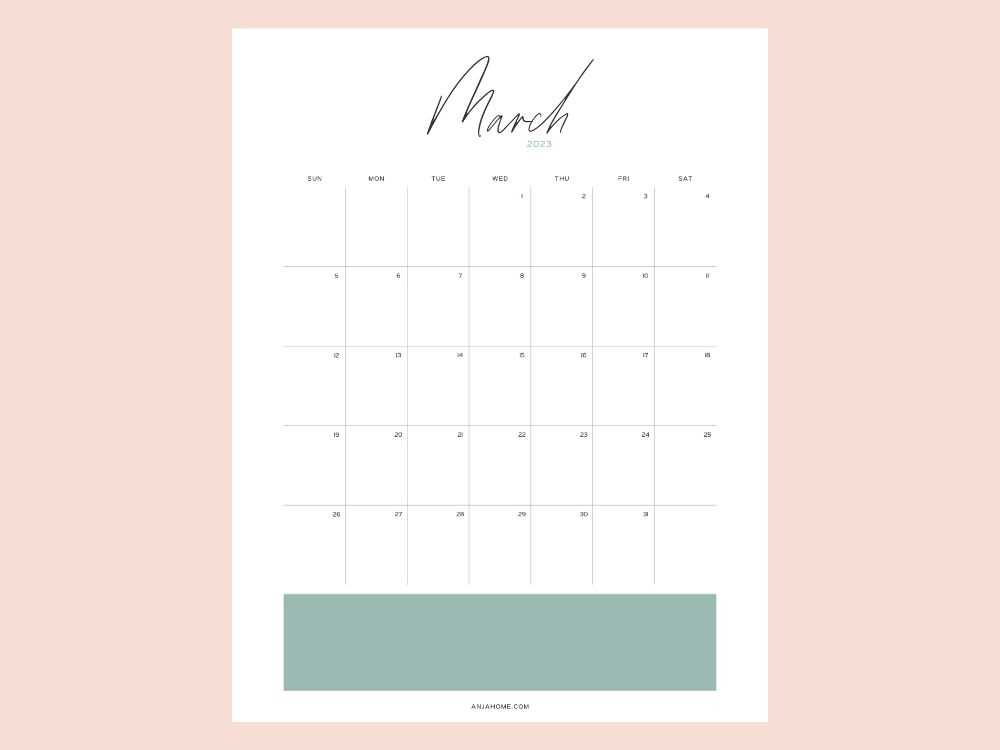 calendar template pretty