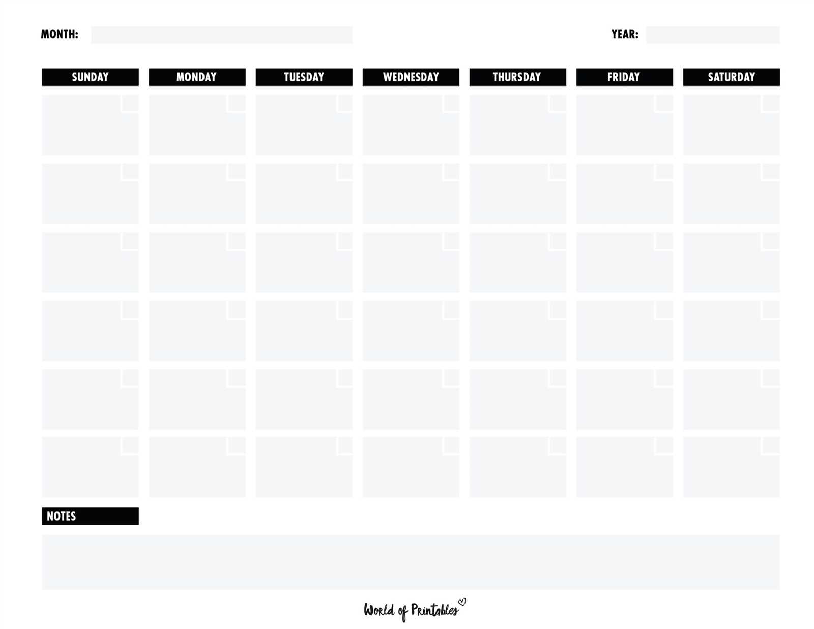 calendar template printable