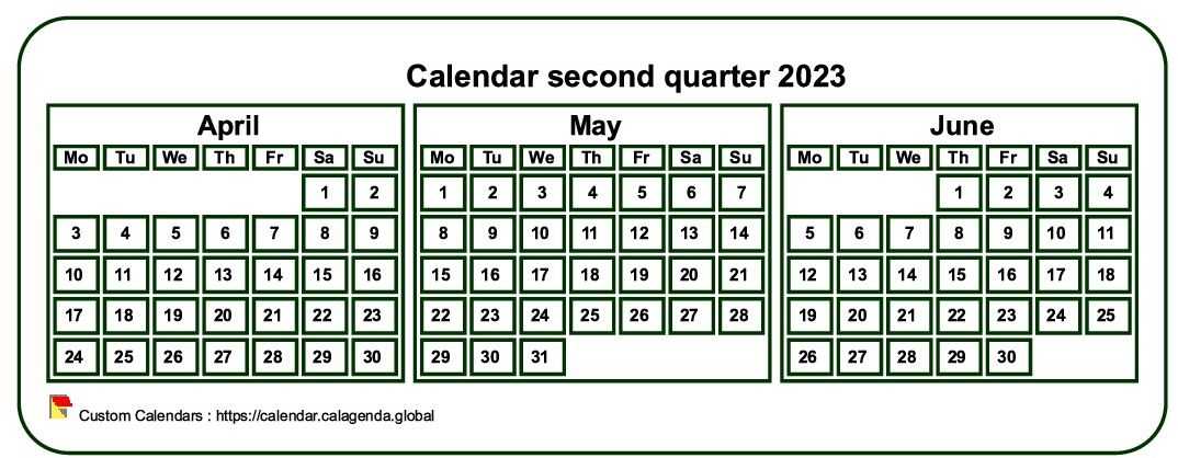 calendar template quarterly