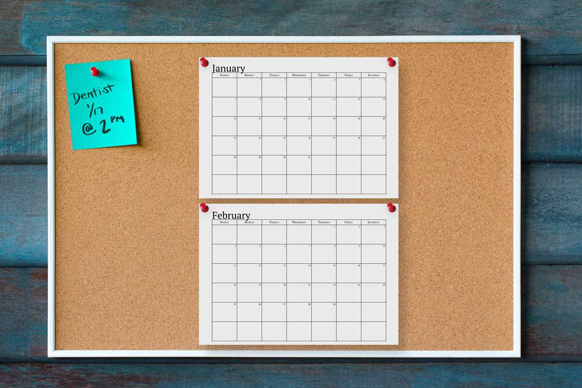 calendar template two months per page