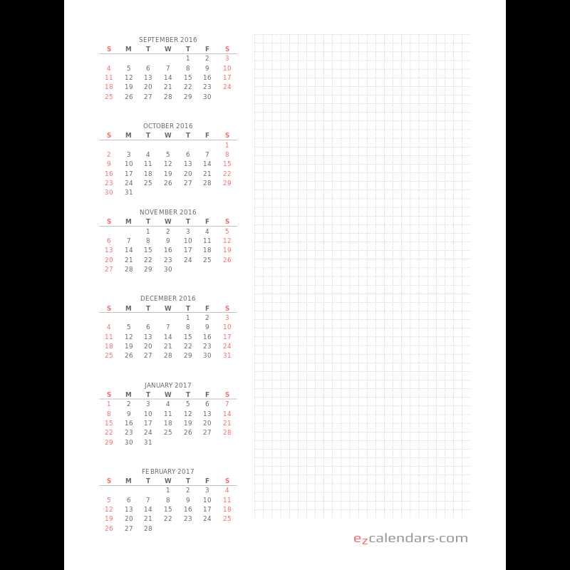 calendar template two months per page