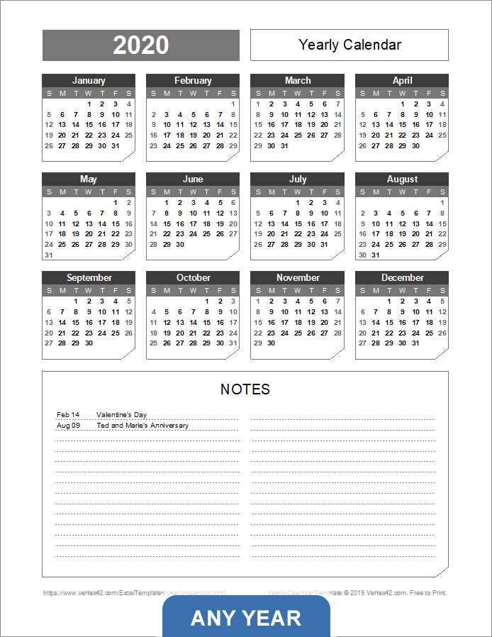 calendar template with notes