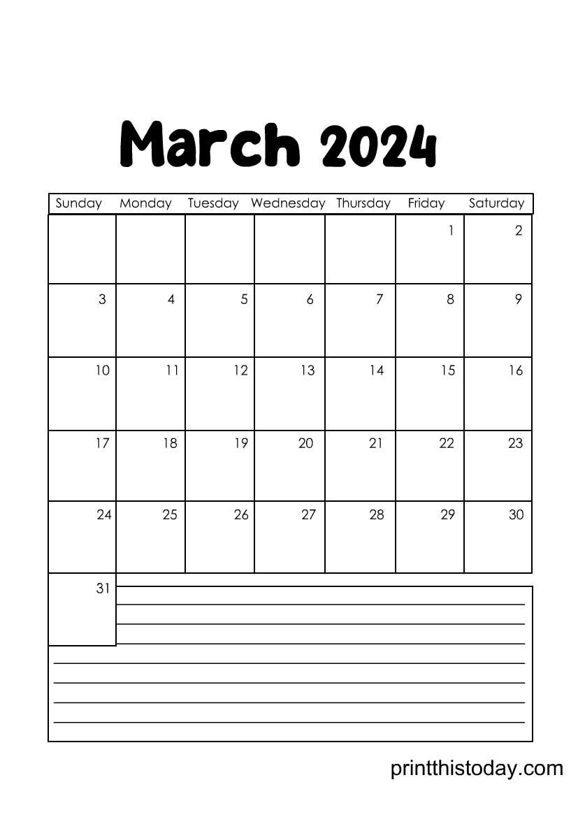 calendar template with picture space