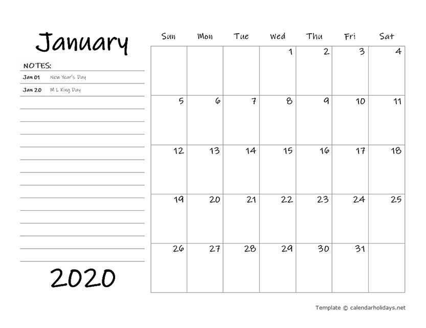 calendar template with picture space