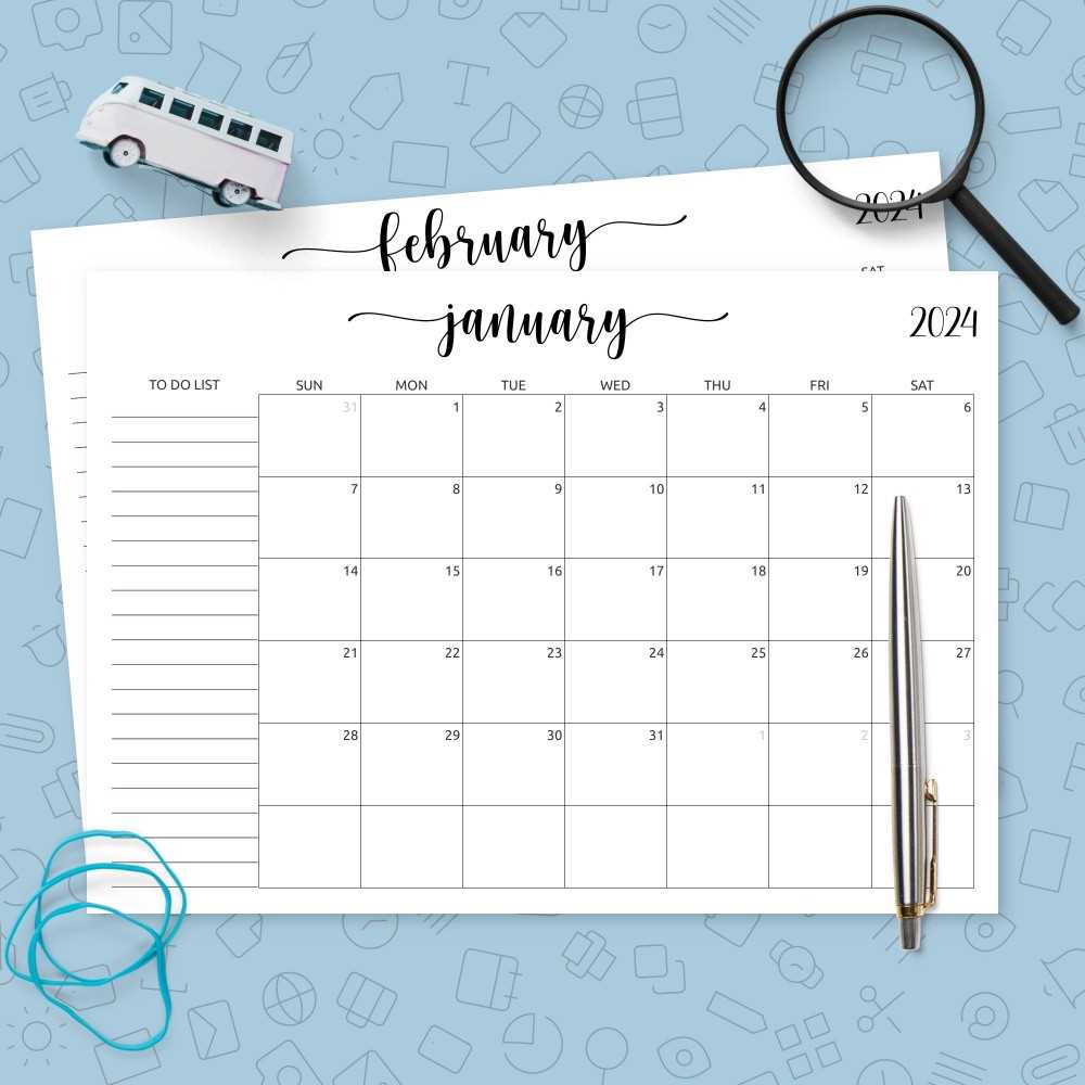 calendar to do list template printable