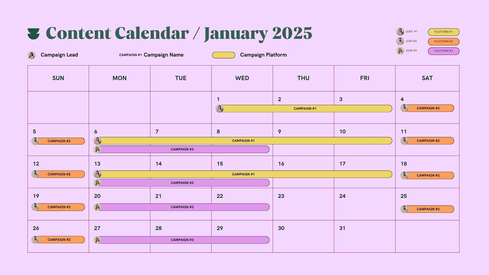 calendar to write on template