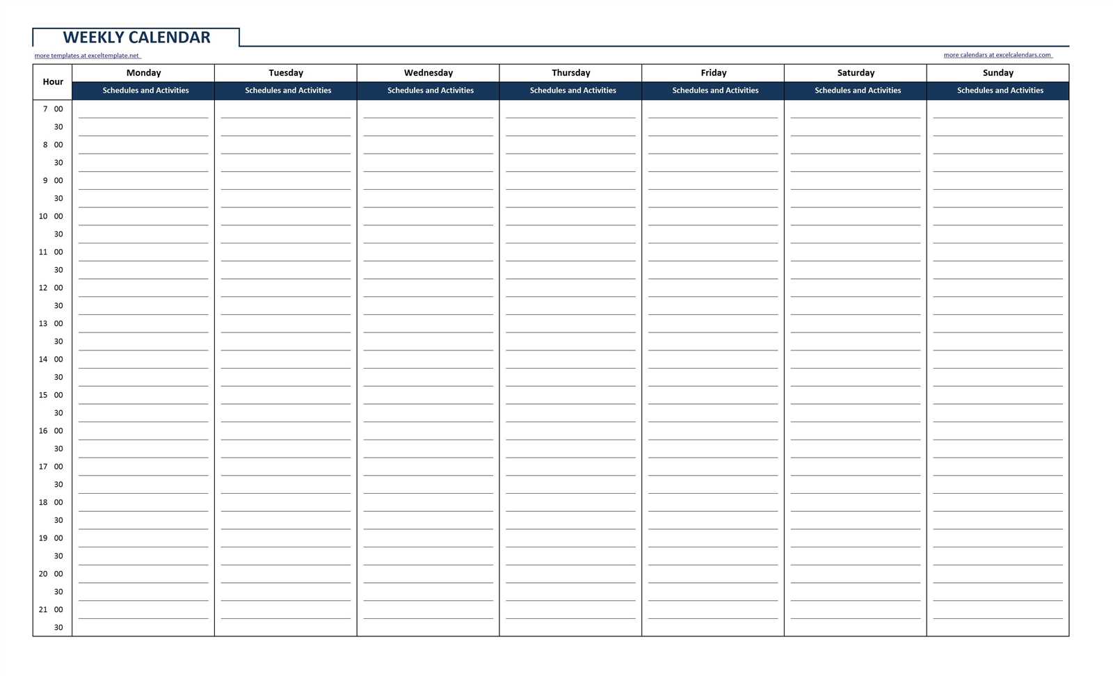 calendar with time slots template