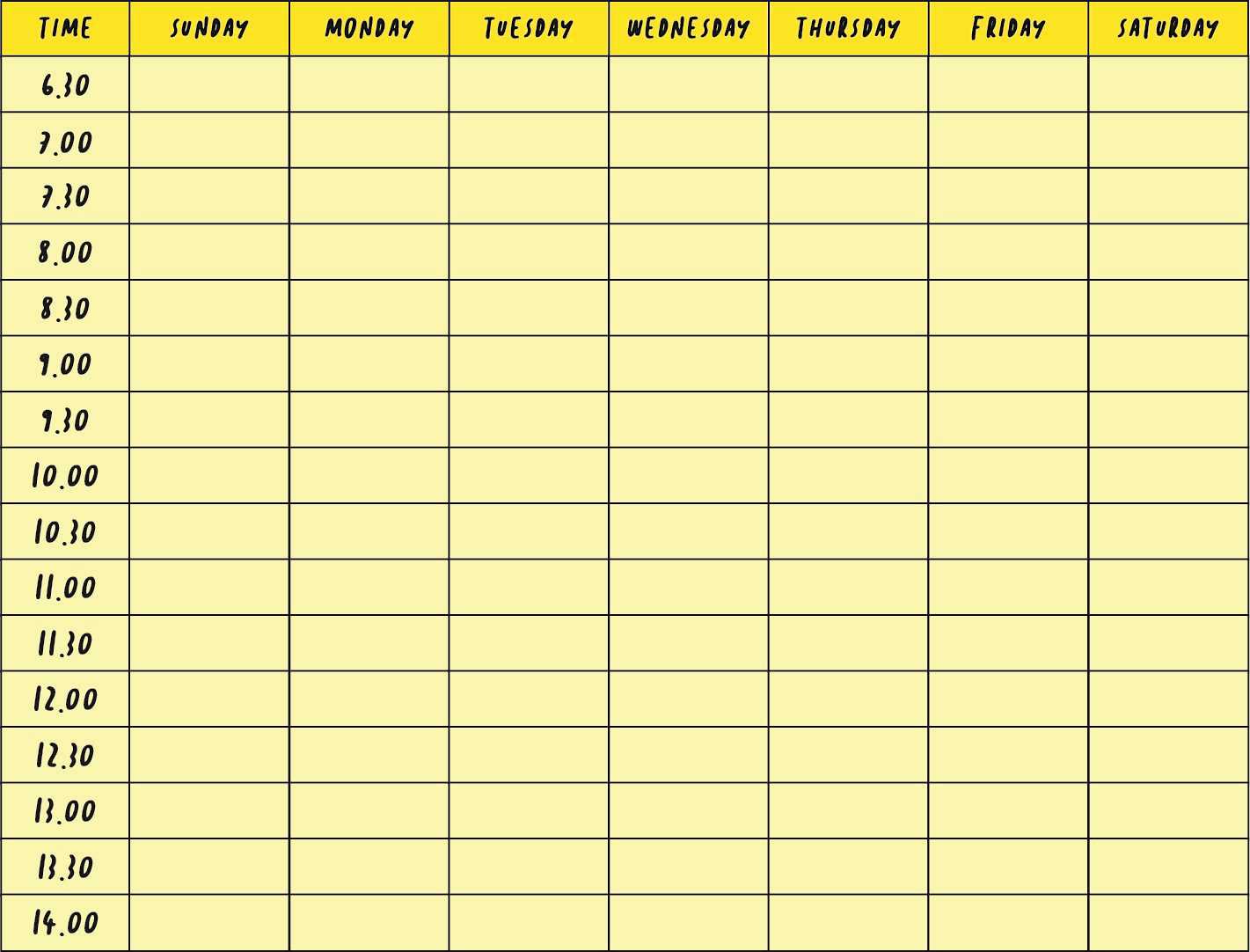 calendar with time slots template