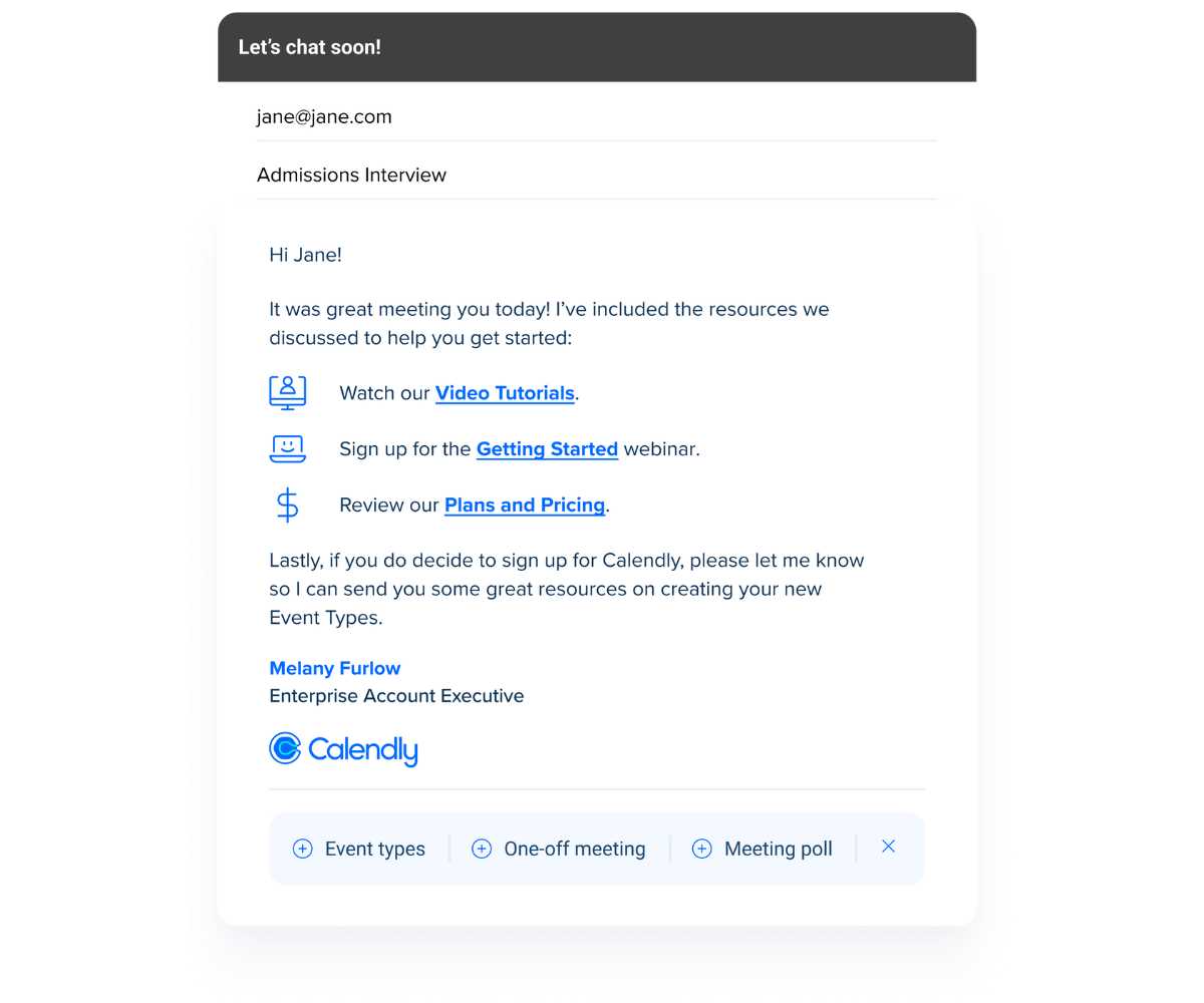 calendly email template