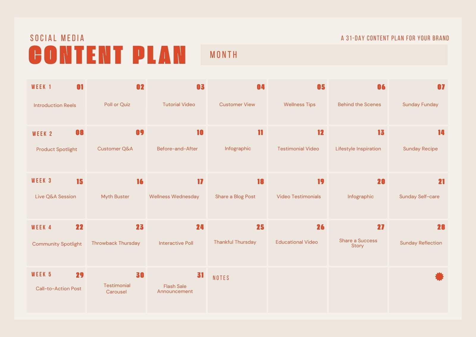 canva content calendar template