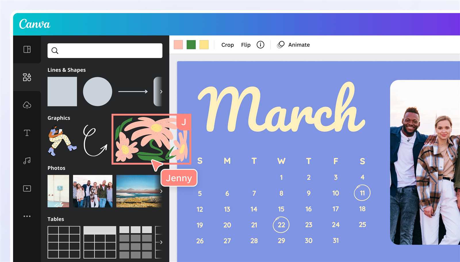 canva social media calendar template